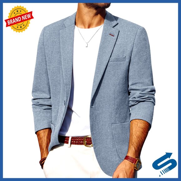 Lightweight Men's Blazer Sport Coat One Button Slim Fit Summer Jacket